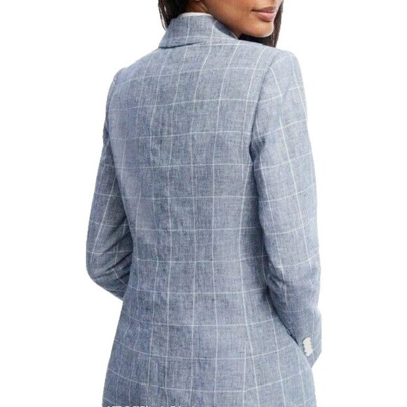 Brooks Brothers Women's Linen Wool Windowpane Blazer Jacket Blue Sz 10 - Picture 9 of 9